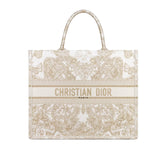 Book Tote Gold-Tone and White Butterfly Around The World Embroidery
