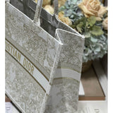 Book Tote Gold-Tone and White Butterfly Around The World Embroidery