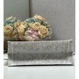 Book Tote Gold-Tone and White Butterfly Around The World Embroidery