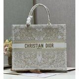Book Tote Gold-Tone and White Butterfly Around The World Embroidery