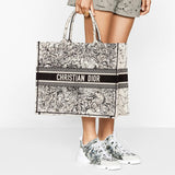 Book Tote in Latte Multicolor Zodiac Embroidery M1286