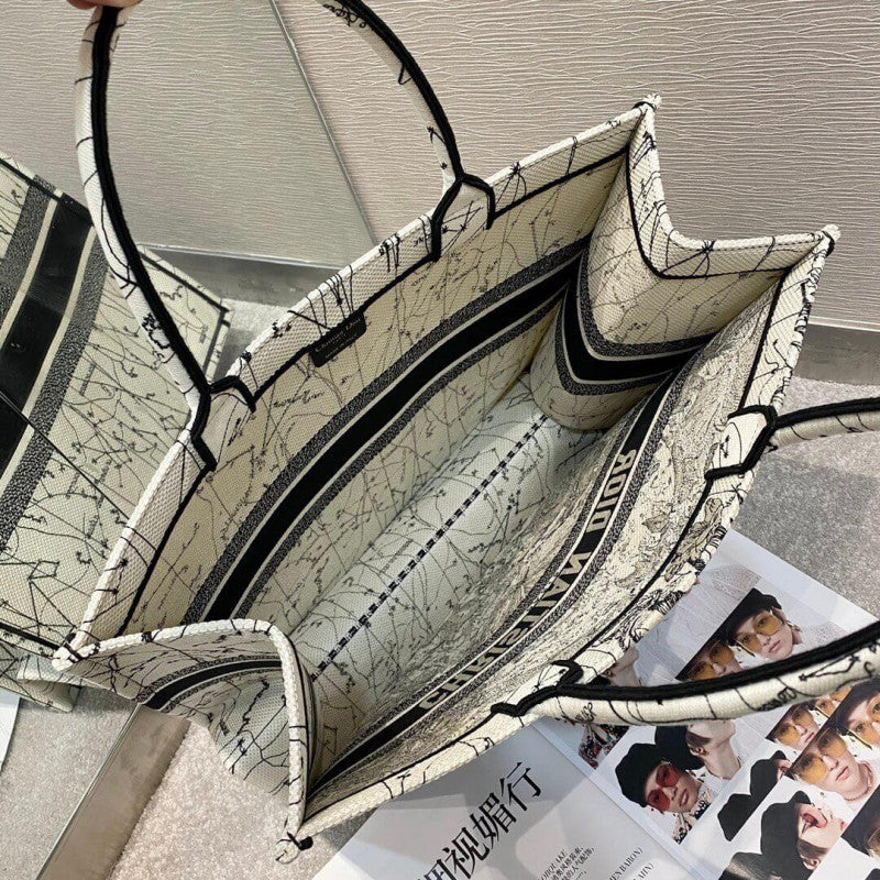 Book Tote Latte Multicolor Zodiac Embroidery M1286