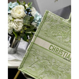 Book Tote Lime Toile de Jouy Reverse Embroidery M1286