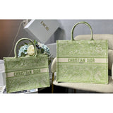 Book Tote Lime Toile de Jouy Reverse Embroidery M1286