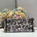 Book Tote White and Pastel Pink Butterfly Around The World Embroidery