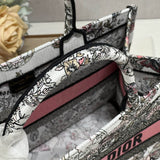 Book Tote White and Pastel Pink Butterfly Around The World Embroidery