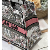Book Tote White and Pastel Pink Butterfly Around The World Embroidery