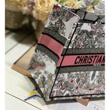 Book Tote White and Pastel Pink Butterfly Around The World Embroidery