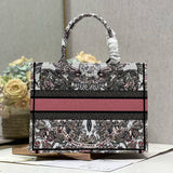 Book Tote White and Pastel Pink Butterfly Around The World Embroidery