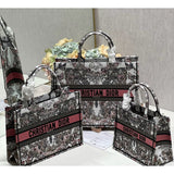 Book Tote White and Pastel Pink Butterfly Around The World Embroidery