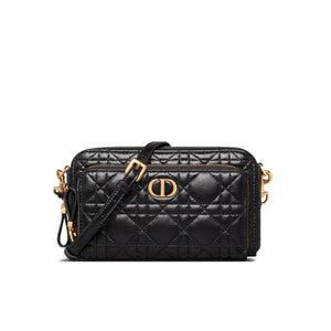   Caro Double Pouch Black Supple Cannage Calfskin M9237