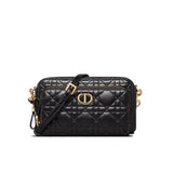   Caro Double Pouch Black Supple Cannage Calfskin M9237