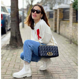 Large Caro Bag in Supple Cannage Calfskin M9243