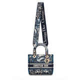 Medium Blue Alms Embroidery Lady D-Lite Bag M0565