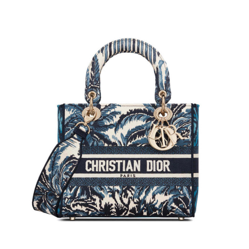 Medium Blue Alms Embroidery Lady D-Lite Bag M0565