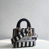 Medium Blue D-Stripes Embroidery Lady D-Lite Bag M0565