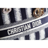 Medium Blue D-Stripes Embroidery Lady D-Lite Bag M0565