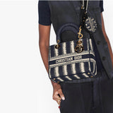 Medium Blue D-Stripes Embroidery Lady D-Lite Bag M0565