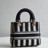 Medium Blue D-Stripes Embroidery Lady D-Lite Bag M0565