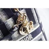 Medium Blue D-Stripes Embroidery Lady D-Lite Bag M0565