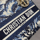Medium Lady D-Lite Bag Blue Palms Embroidery M0565