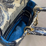 Medium Lady D-Lite Bag Blue Palms Embroidery M0565