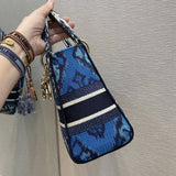 Medium Lady D-Lite Bag Blue Palms Embroidery M0565