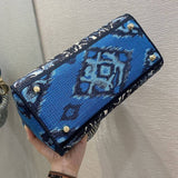 Medium Lady D-Lite Bag Blue Palms Embroidery M0565
