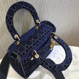 Medium Lady D-Lite Bag Embroidered Velvet M0565O