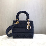 Medium Lady D-Lite Bag Embroidered Velvet M0565O