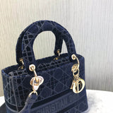 Medium Lady D-Lite Bag Embroidered Velvet M0565O