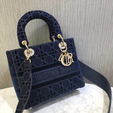 Medium Lady D-Lite Bag Embroidered Velvet M0565O