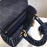 Medium Lady D-Lite Bag Embroidered Velvet M0565O