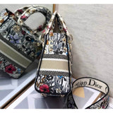 Medium Lady D-Lite Bag in Multicolor Mille Fleurs Embroidery M0565
