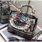 Medium Lady D-Lite Bag in Multicolor Mille Fleurs Embroidery M0565