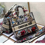 Medium Lady D-Lite Bag in Multicolor Mille Fleurs Embroidery M0565