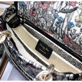 Medium Lady D-Lite Bag in Multicolor Mille Fleurs Embroidery M0565