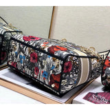 Medium Lady D-Lite Bag in Multicolor Mille Fleurs Embroidery M0565