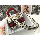 Medium Lady D-Lite  amour Bag Latte Multicolor  amour Graffiti Embroidery M0565