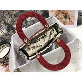 Medium Lady D-Lite  amour Bag Latte Multicolor  amour Graffiti Embroidery M0565