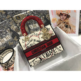 Medium Lady D-Lite  amour Bag Latte Multicolor  amour Graffiti Embroidery M0565