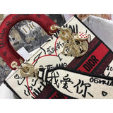 Medium Lady D-Lite  amour Bag Latte Multicolor  amour Graffiti Embroidery M0565