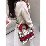 Medium Lady D-Lite  amour Bag Latte Multicolor  amour Graffiti Embroidery M0565