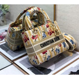 Medium Lady D-Lite Hibiscus Metallic Thread Embroidery Bag M0565