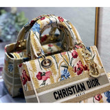 Medium Lady D-Lite Hibiscus Metallic Thread Embroidery Bag M0565