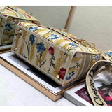 Medium Lady D-Lite Hibiscus Metallic Thread Embroidery Bag M0565