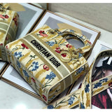 Medium Lady D-Lite Hibiscus Metallic Thread Embroidery Bag M0565