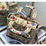 Medium Lady D-Lite Hibiscus Metallic Thread Embroidery Bag M0565