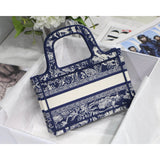 Mini Book Tote Blue Toile de Jouy Reverse Embroidery M1271