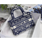 Mini Book Tote Blue Toile de Jouy Reverse Embroidery M1271